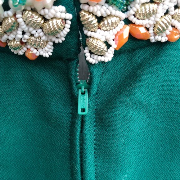 Vintage 60s Dress "Fashion Centre" Green Beaded Daisy 32"B 29"W - Picture 13 of 16